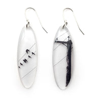 Tall Oval Crow Pole Earrings