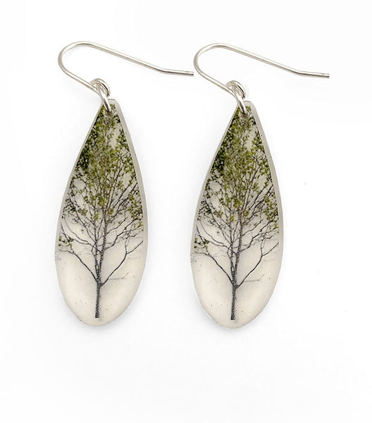 Drip Green Tree Earrings