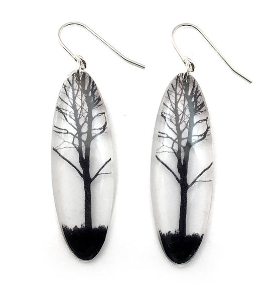 Tall Oval City Tree Earrings