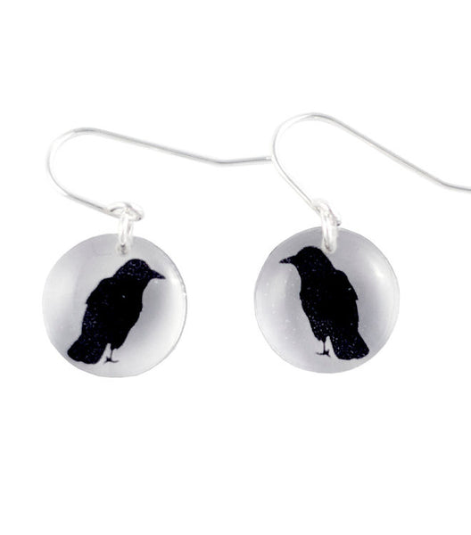 Round Crow Earrings