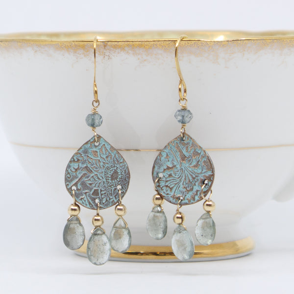 Isabella earrings (moss aquamarine)