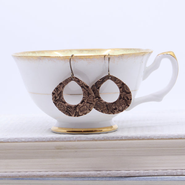 Earrings – Large Bronze Floral Teardrops