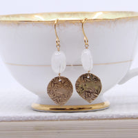 Isabella earrings (Birds on branches in bronze with moonstones)