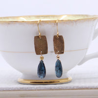 Elise earrings (bronze and moss kyanite)