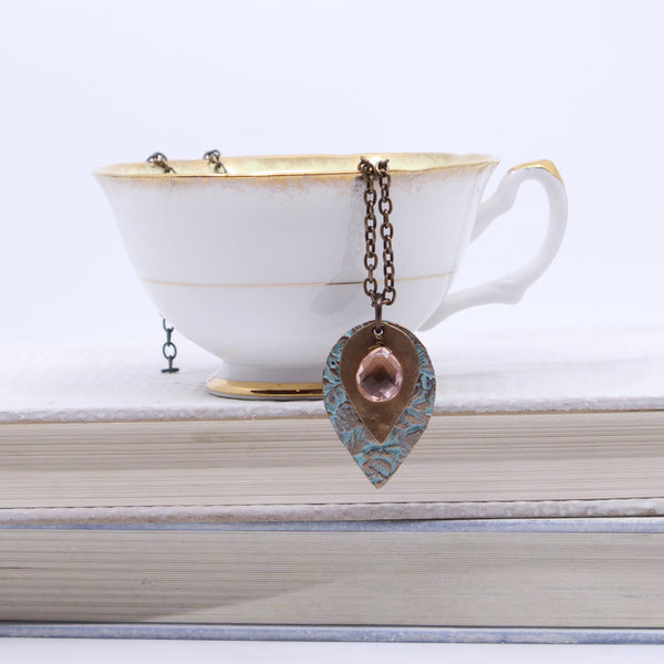 Bronze Dewdrop Necklace with Champagne Quartz