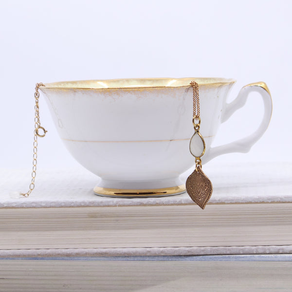 Bronze Dewdrop Necklace with Ceylon Moonstone