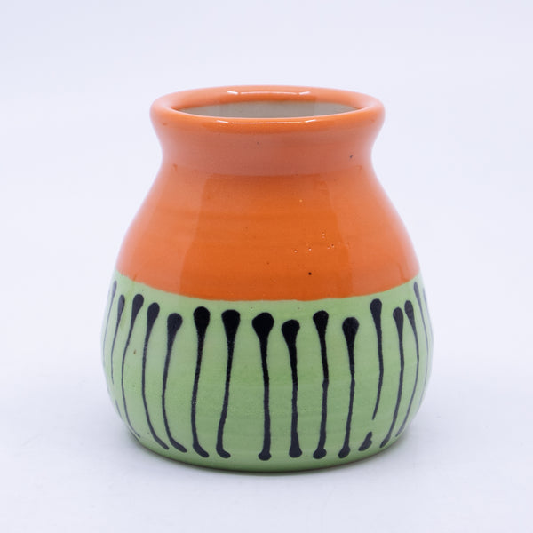 Small Vase (green/orange/lines; Rainbow Collection)