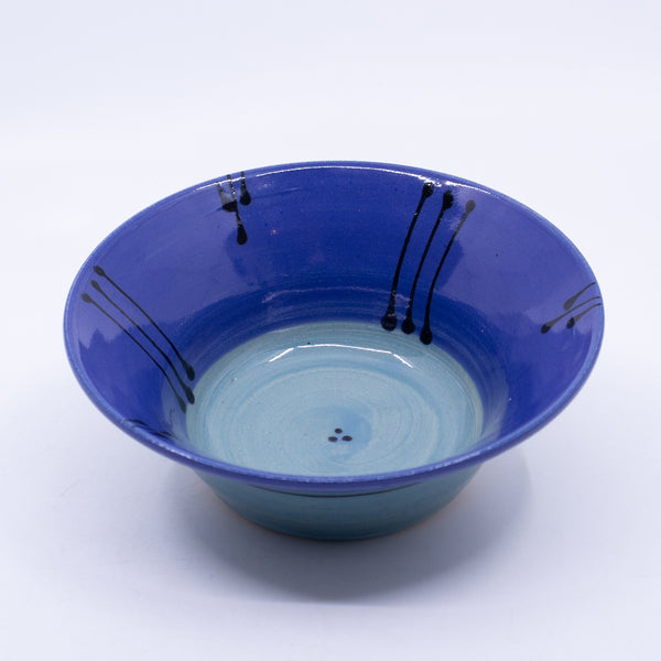 Wide Bowl – Small (blue/turquoise/lines; Rainbow Collection)