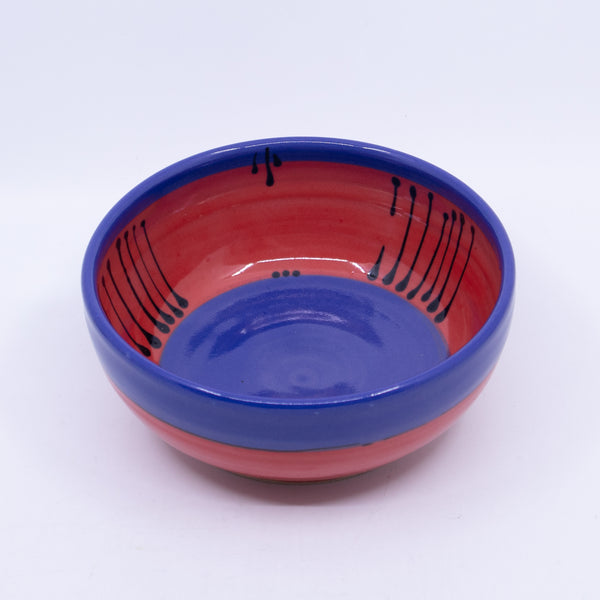 Round Bowl – Small (blue/red/lines; Rainbow Collection)
