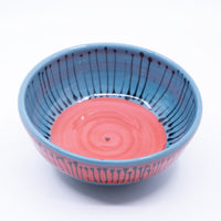 Round Bowl – Medium (turquoise/red/lines; Rainbow Collection)