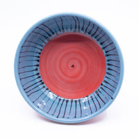 Round Bowl – Medium (turquoise/red/lines; Rainbow Collection)