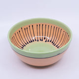 Round Bowl – Large (peach/green/lines; Rainbow Collection)