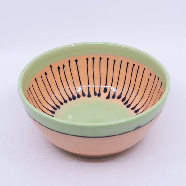 Round Bowl – Large (peach/green/lines; Rainbow Collection)