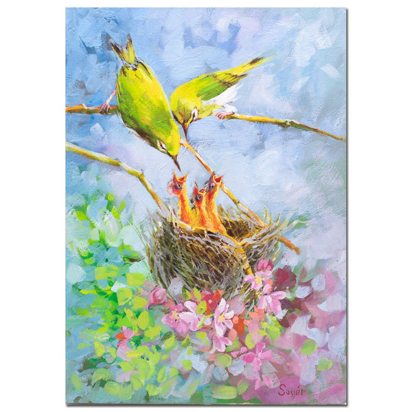 Bird Family – 12x8 oil/canvas