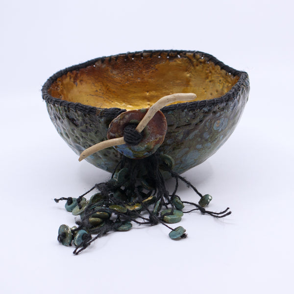 Green/Gold Encaustic Bowl