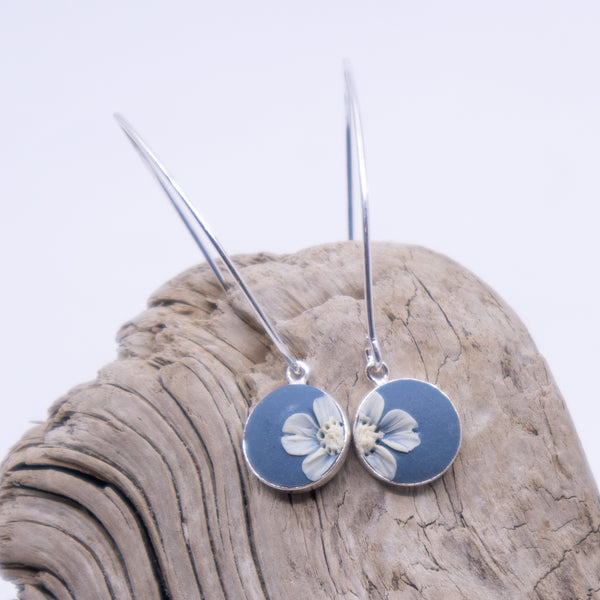 Blue Floral Pendant Earrings