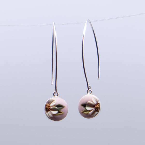 Pink Floral Pendant Earrings