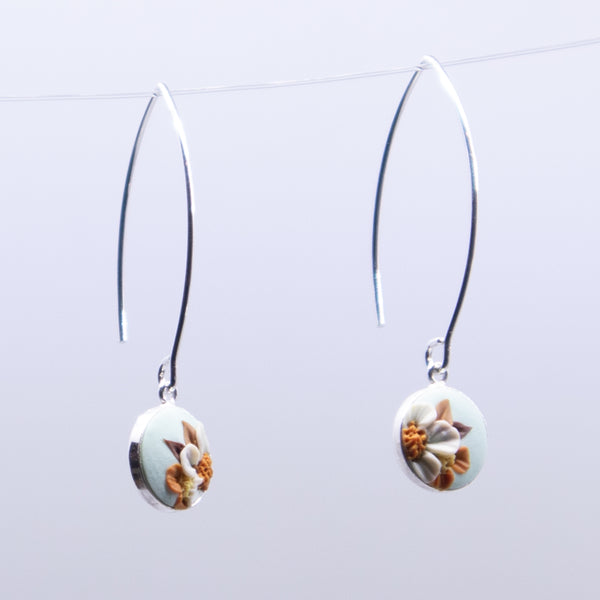 Blue Floral Pendant Earrings