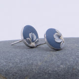 Blue Floral Stud Earrings