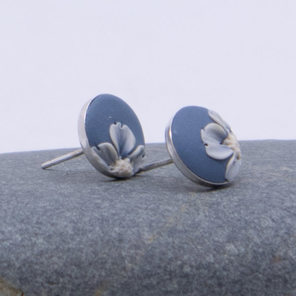 Blue Floral Stud Earrings