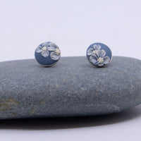 Blue Floral Stud Earrings
