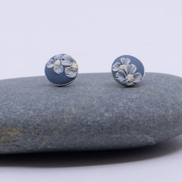 Blue Floral Stud Earrings