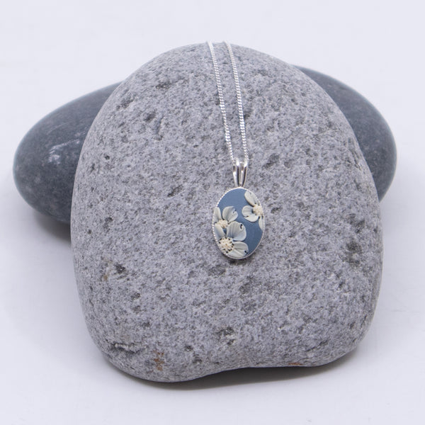 Blue Floral Pendant Necklace (small)
