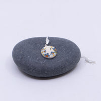 Cream & Orange Floral Pendant Necklace (medium)