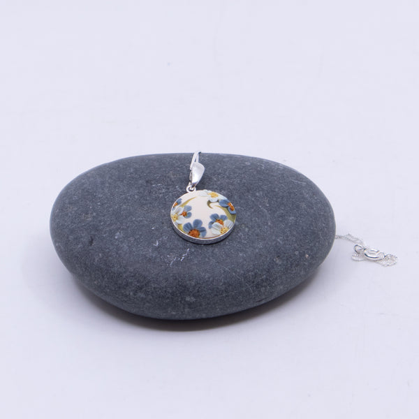 Cream & Orange Floral Pendant Necklace (medium)