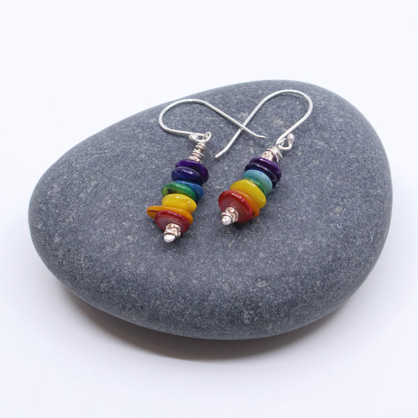 Rainbow-Dyed Conch Earrings