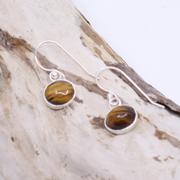 Earrings – Sterling Silver with Tiger-Eye Stone
