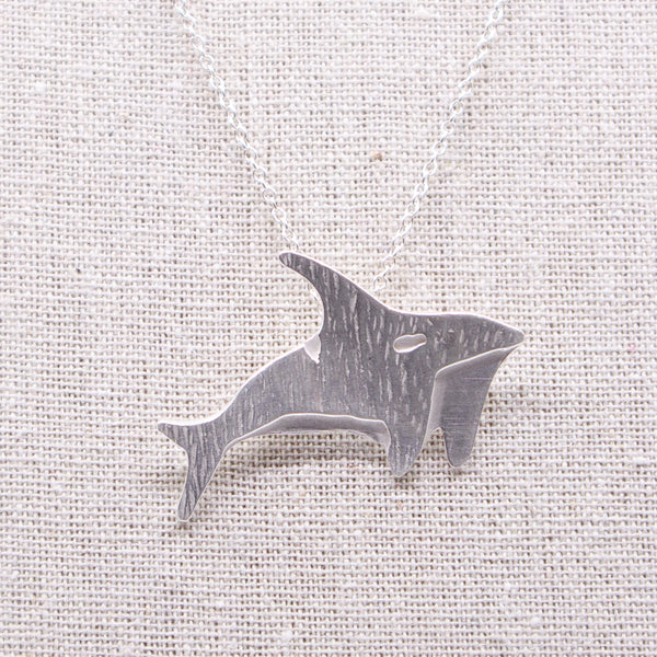 Sterling Silver Necklace with Orca Pendant