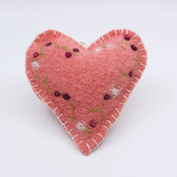 Felted Heart (coral and pearls)
