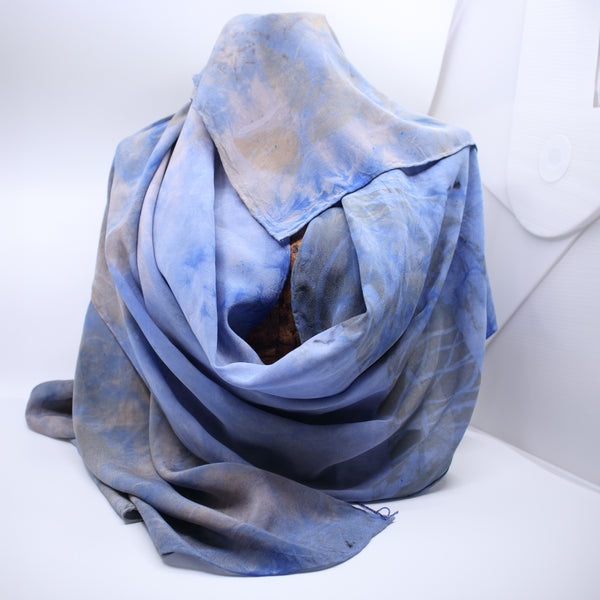 23 x 80 Crepe de Chine Silk (Blue/Mauve)