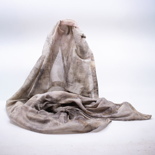 86" Handwoven Silk Shawl (Botanical Dyes; mauve/pink)