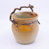 Raku Vase with Walking Stick Handle