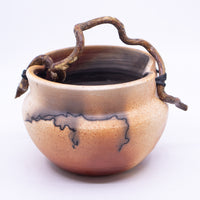 Raku Vase with Walking Stick Handle