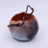 Raku Vase with Walking Stick Handle