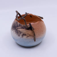 Raku Vase with Walking Stick Handle