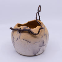 Raku Vase with Walking Stick Handle