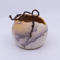 Raku Vase with Walking Stick Handle