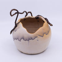 Raku Vase with Walking Stick Handle