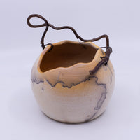 Raku Vase with Walking Stick Handle