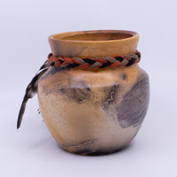 Raku Vase with Feather Embellishments