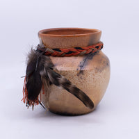 Raku Vase with Feather Embellishments