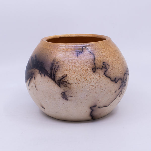 Raku Vase with Feather Patterning
