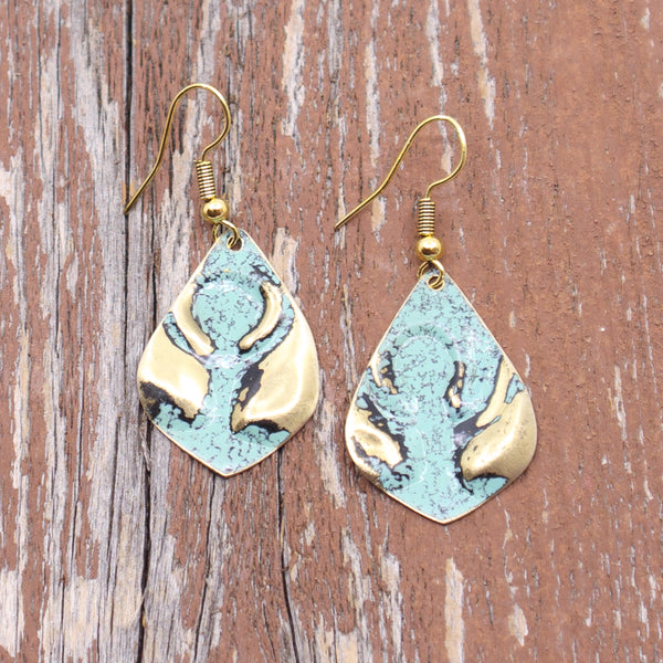 Brass/Teal Earrings