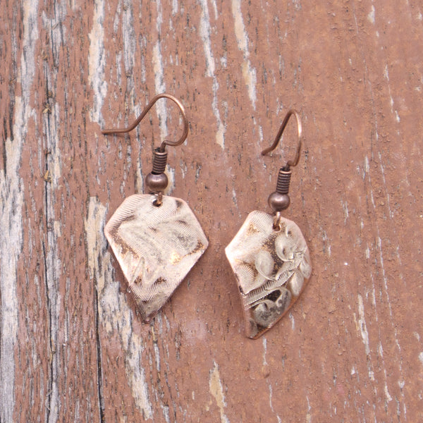 Copper diamond mini earrings