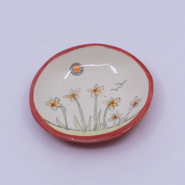 Wasabi Dish – Flowers (red edging)