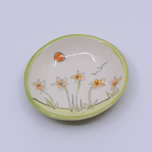 Wasabi Dish – Flowers (light green edging)